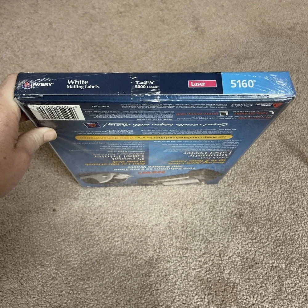 Avery Easy Peel Mailing Address Labels Laser 1x 2 5/8 White 3000 Box 5160‎